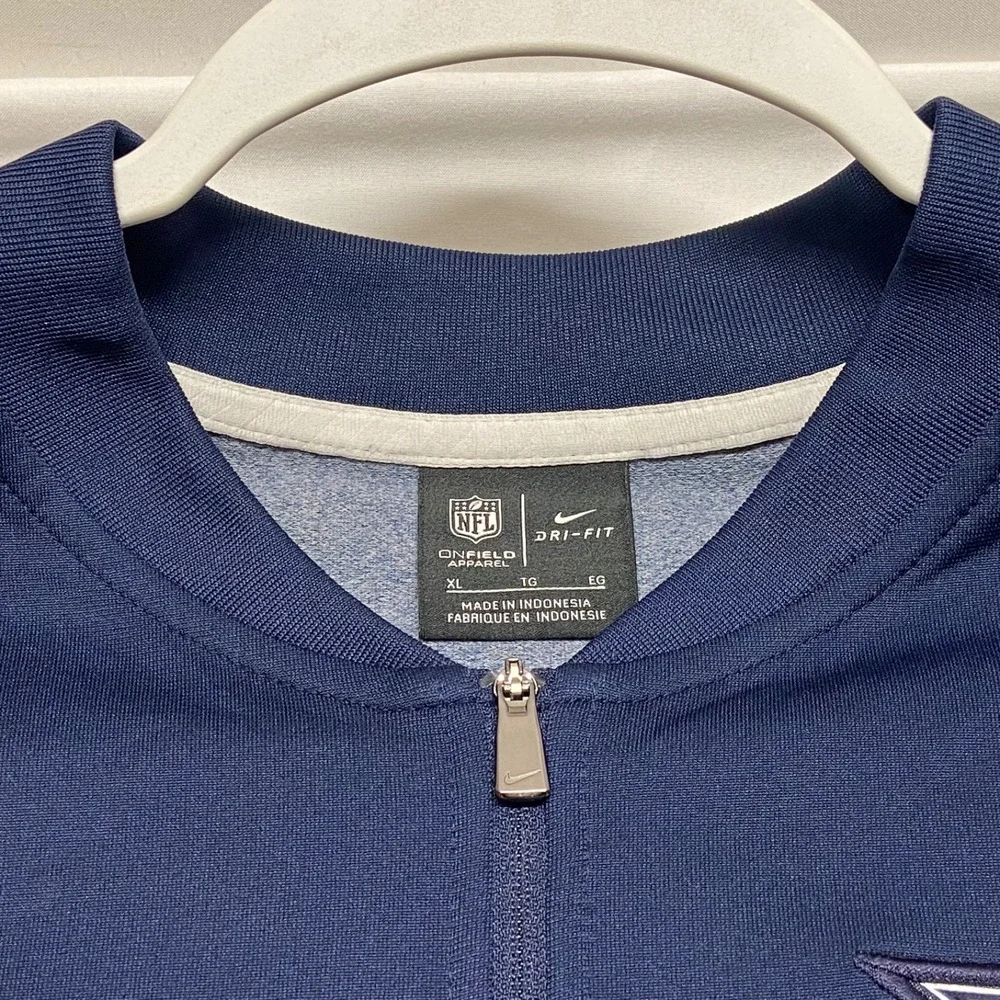 Dallas Cowboys NFL Coaches Nike Jacket Men's XL Navy Grey 1/2 Zip Dri-Fit EUC